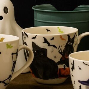 NWT, Portobello By Design, Halloween “BAT CAT” Fine Bone China, Coffee Cup/Mug.